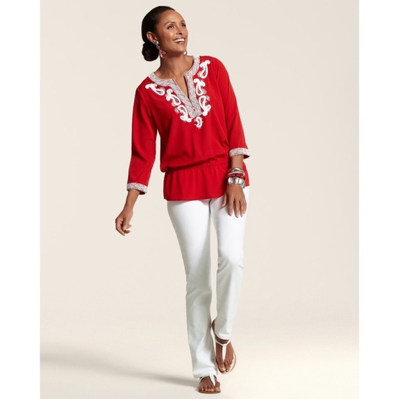 Chico’s NWT ROUGE SOUTACHE GRACE TOP - Picture 2 of 8